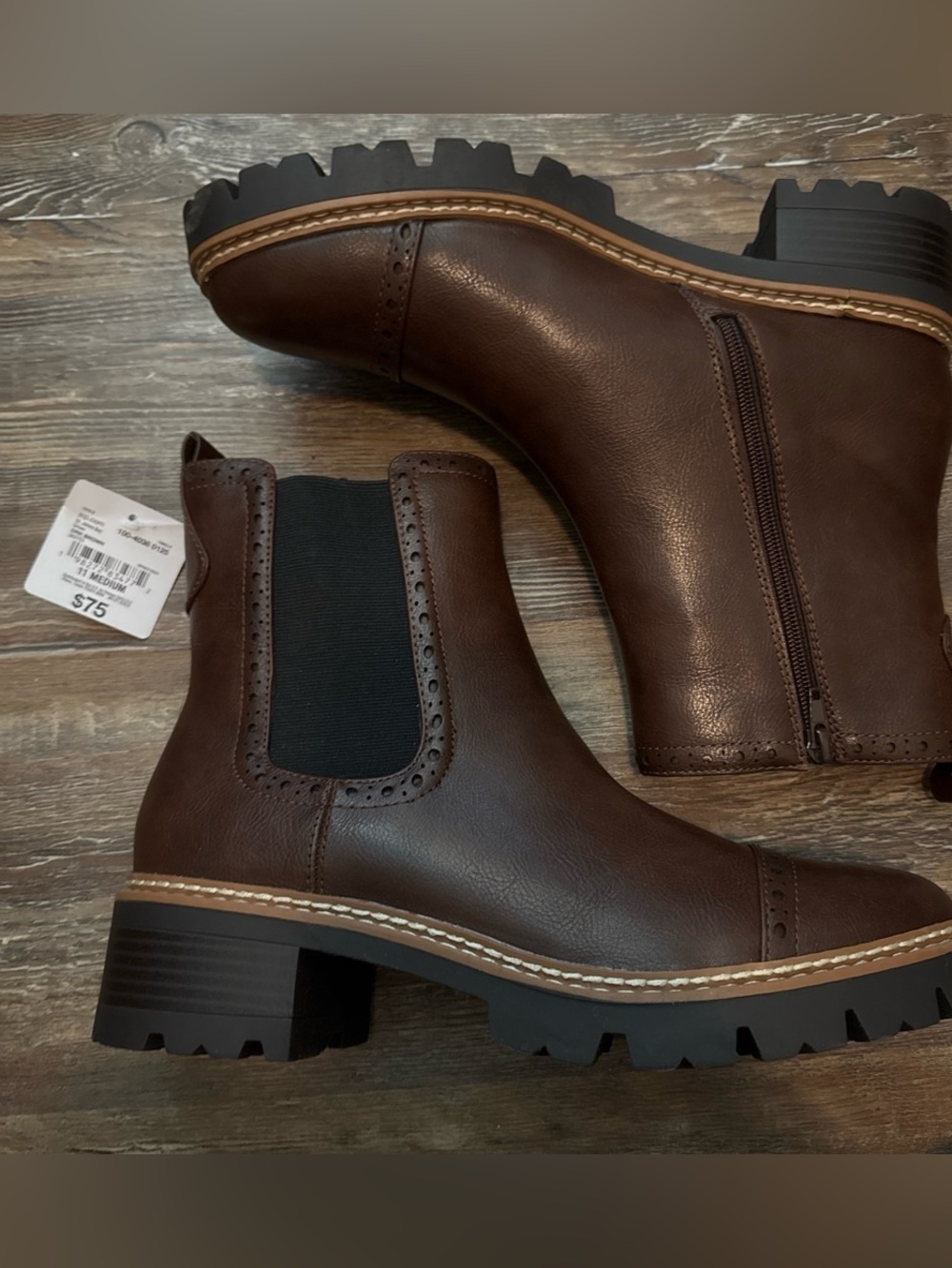 St. John's Bay Brown Chelsea Lug Ankle Boots